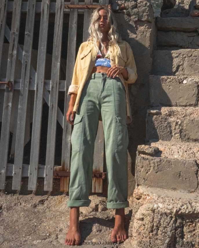 pantalones cargo de mezclilla de pared a pared mujer ejército DR68441878 Billabong