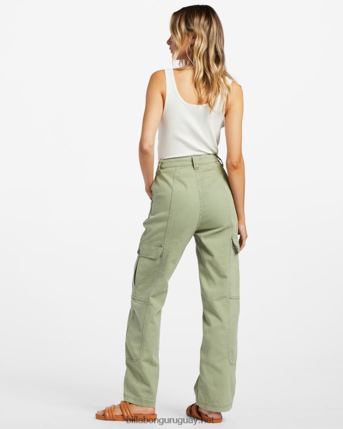 pantalones cargo de mezclilla de pared a pared mujer ejército DR68441878 Billabong