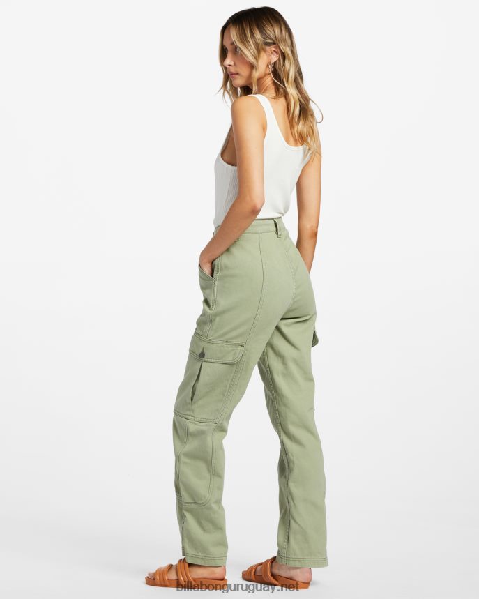 pantalones cargo de mezclilla de pared a pared mujer ejército DR68441878 Billabong