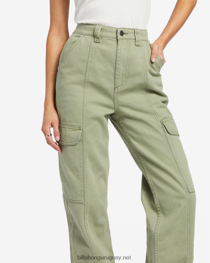 pantalones cargo de mezclilla de pared a pared mujer ejército DR68441878 Billabong