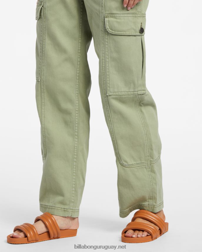 pantalones cargo de mezclilla de pared a pared mujer ejército DR68441878 Billabong