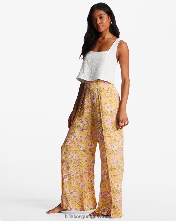 pantalones florales de espíritu dividido mujer durazno dorado DR68441957 Billabong