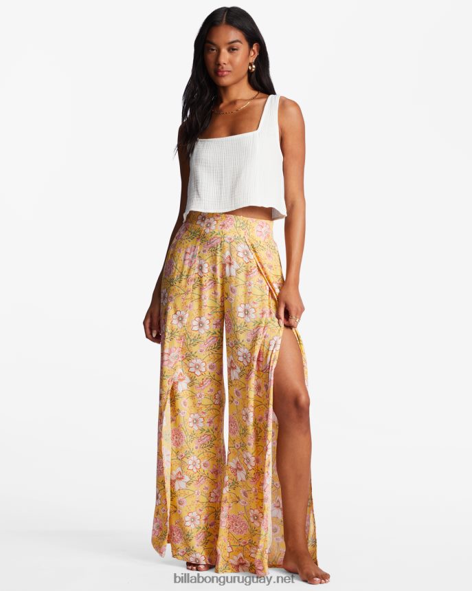pantalones florales de espíritu dividido mujer durazno dorado DR68441957 Billabong