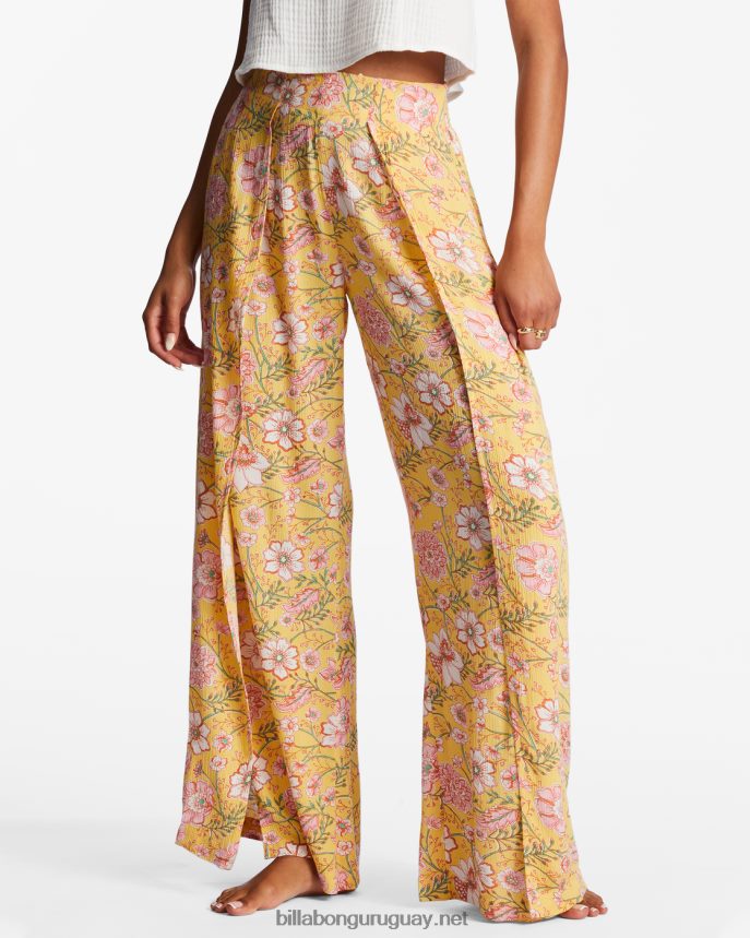 pantalones florales de espíritu dividido mujer durazno dorado DR68441957 Billabong
