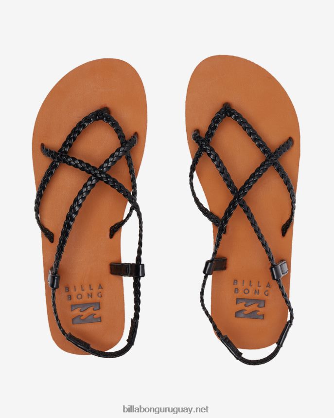 cruzando por sandalias trenzadas mujer apagado negro DR68442489 Billabong
