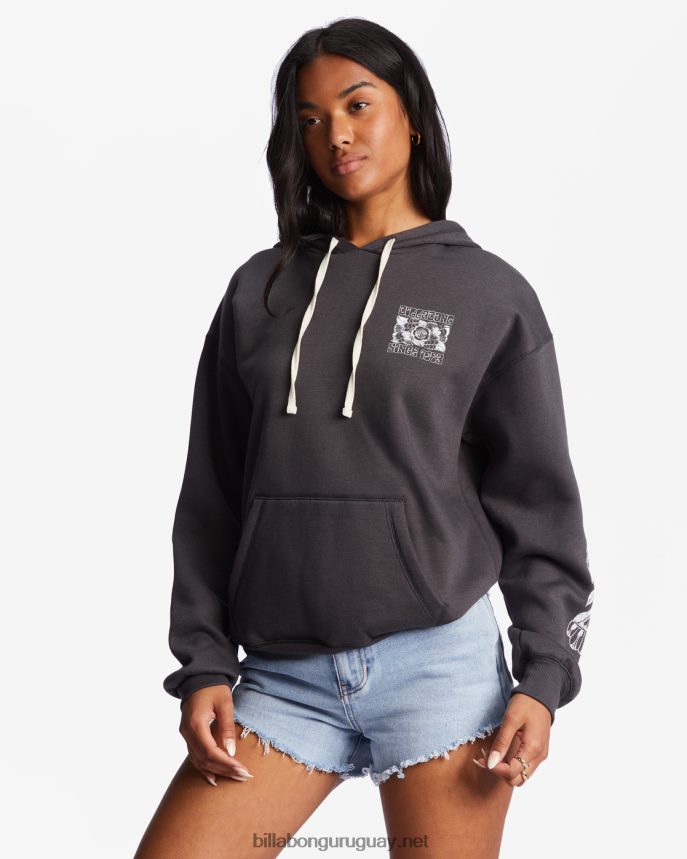 la amabilidad es mágica sudadera con capucha mujer apagado negro DR68442171 Billabong