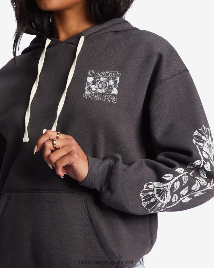 la amabilidad es mágica sudadera con capucha mujer apagado negro DR68442171 Billabong
