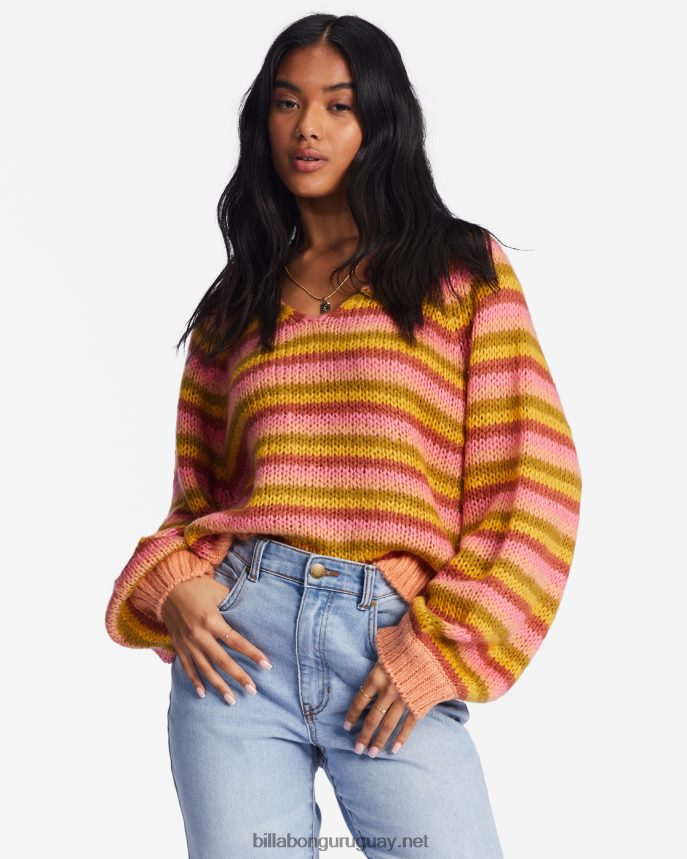 suéter con cuello en V obvio mujer puesta de sol del cañón DR68442229 Billabong