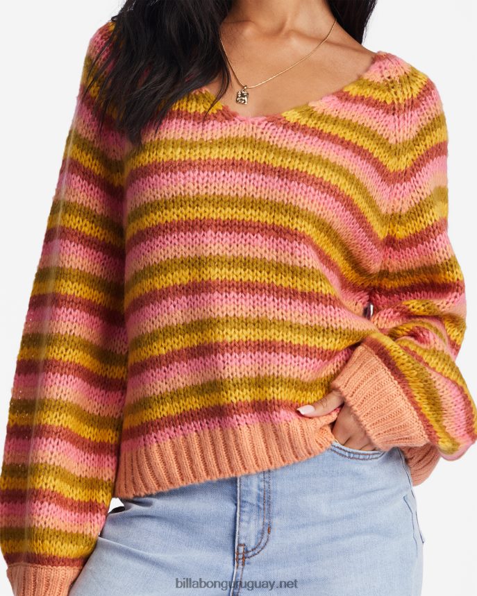 suéter con cuello en V obvio mujer puesta de sol del cañón DR68442229 Billabong