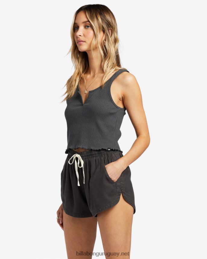 camiseta sin mangas de canalé mujer apagado negro DR68441757 Billabong