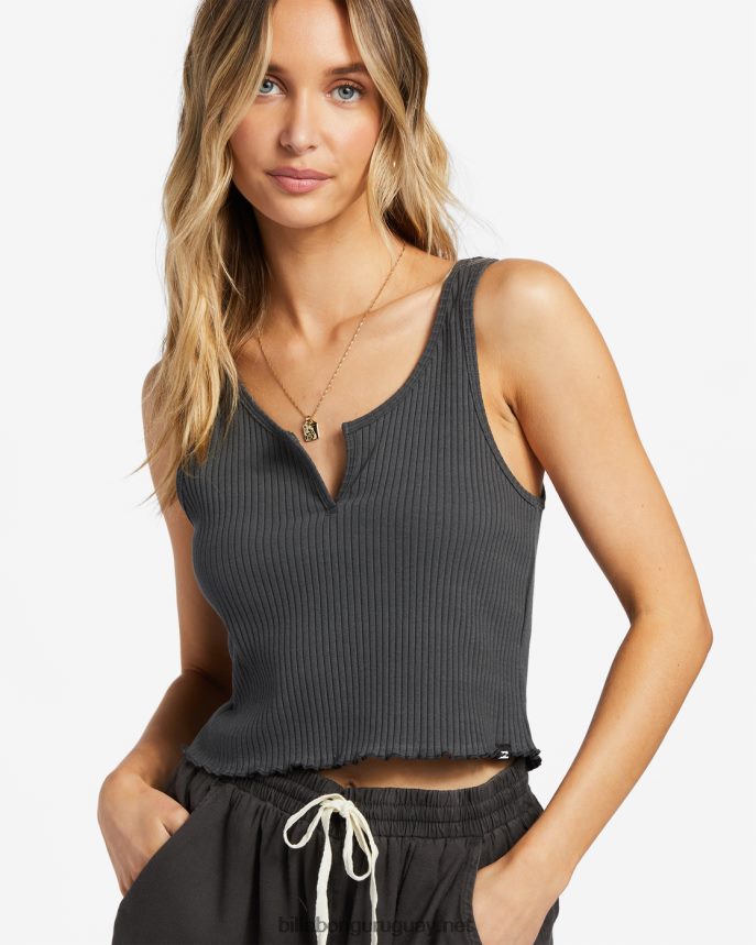camiseta sin mangas de canalé mujer apagado negro DR68441757 Billabong