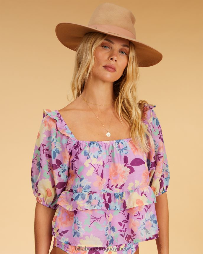 La blusa corta de la muñeca más dulce de la rubia salada mujer amor lila DR68442254 Billabong