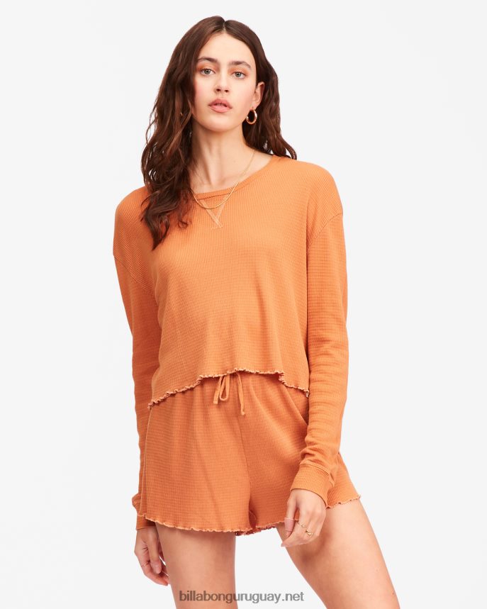 pick me up blusa de manga larga de punto waffle mujer caramelo DR68442297 Billabong