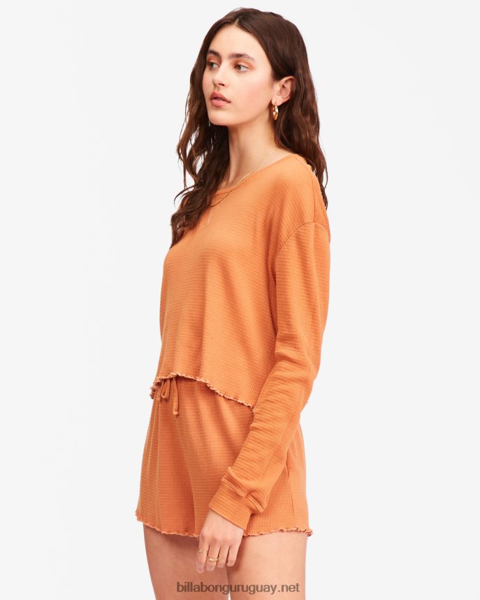pick me up blusa de manga larga de punto waffle mujer caramelo DR68442297 Billabong
