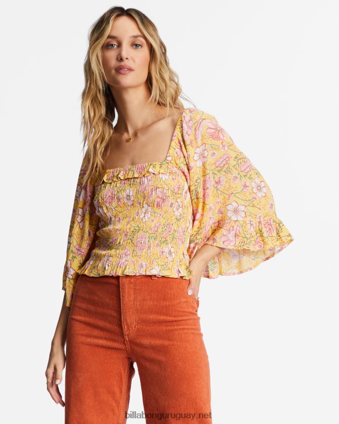 sé mi nena top con mangas acampanadas mujer durazno dorado DR68442159 Billabong