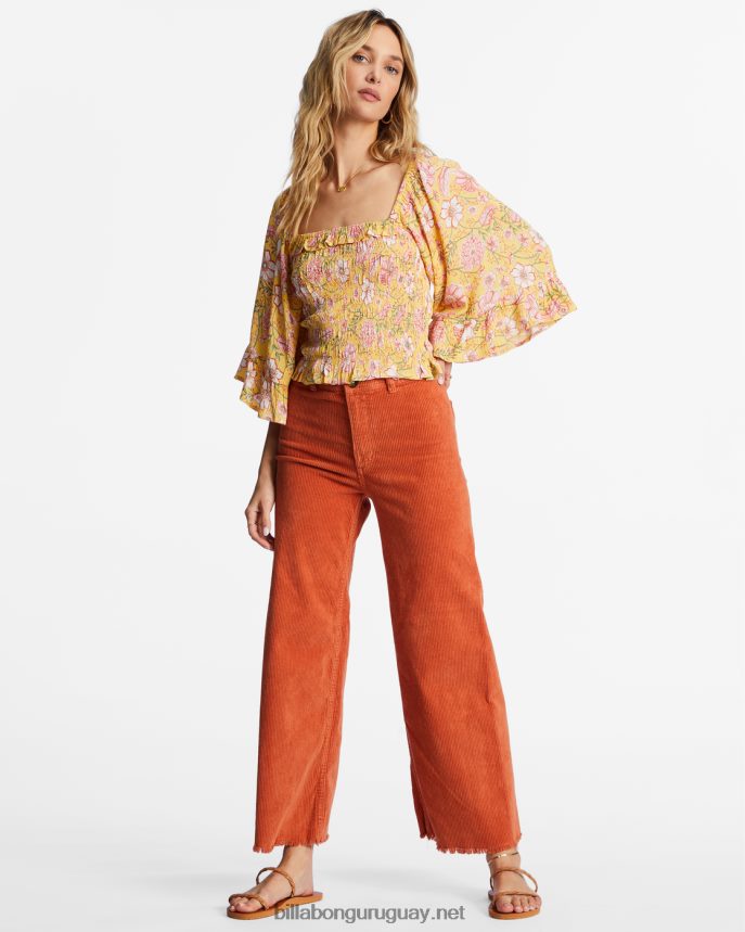 sé mi nena top con mangas acampanadas mujer durazno dorado DR68442159 Billabong