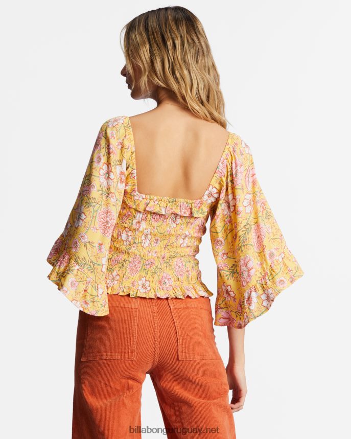 sé mi nena top con mangas acampanadas mujer durazno dorado DR68442159 Billabong