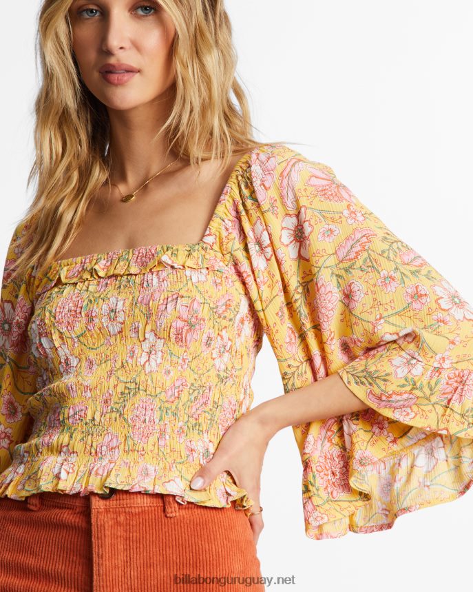sé mi nena top con mangas acampanadas mujer durazno dorado DR68442159 Billabong