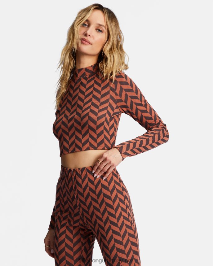 top de manga larga con cuello alto de new heights mujer ladrillo DR68442163 Billabong