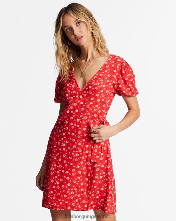 mini vestido cruzado de trópico caliente mujer amapola brillante DR68441942 Billabong
