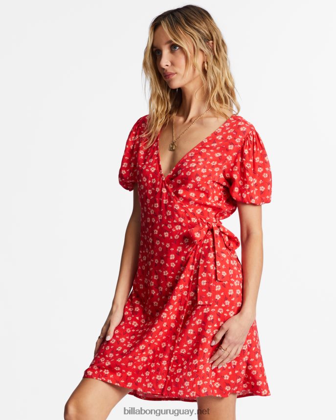 mini vestido cruzado de trópico caliente mujer amapola brillante DR68441942 Billabong