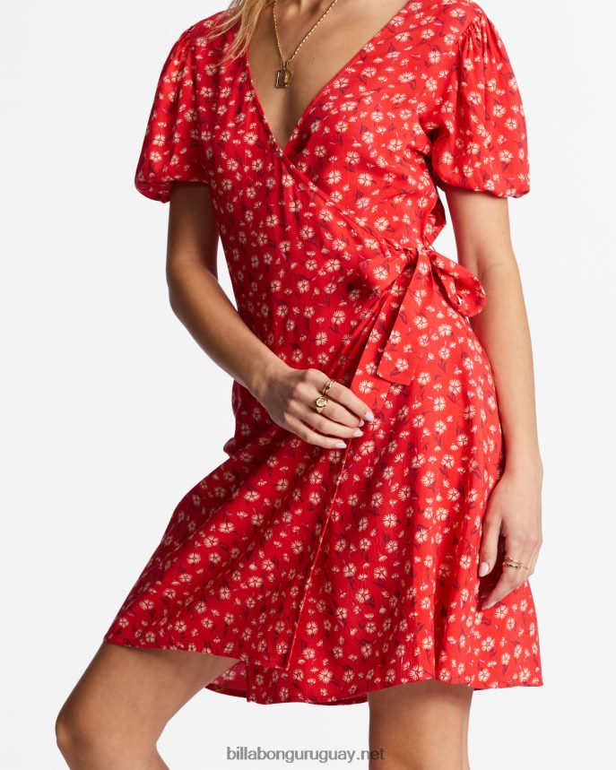 mini vestido cruzado de trópico caliente mujer amapola brillante DR68441942 Billabong