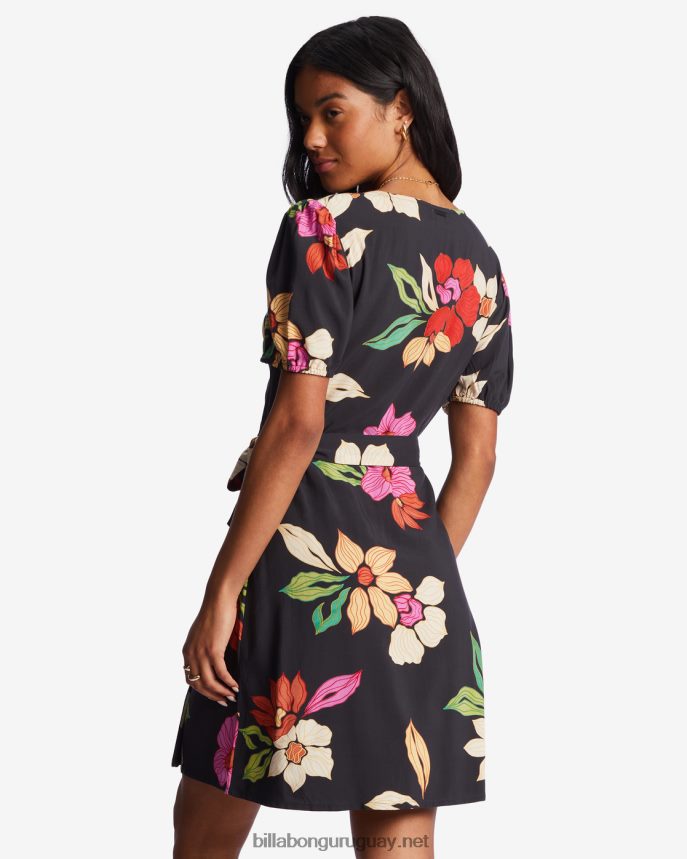 mini vestido cruzado de trópico caliente mujer guijarro negro DR68442183 Billabong