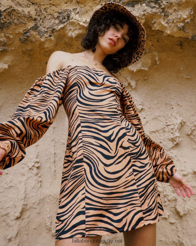 mini vestido de manga larga sintiéndose coqueto mujer arcilla del desierto DR68442240 Billabong