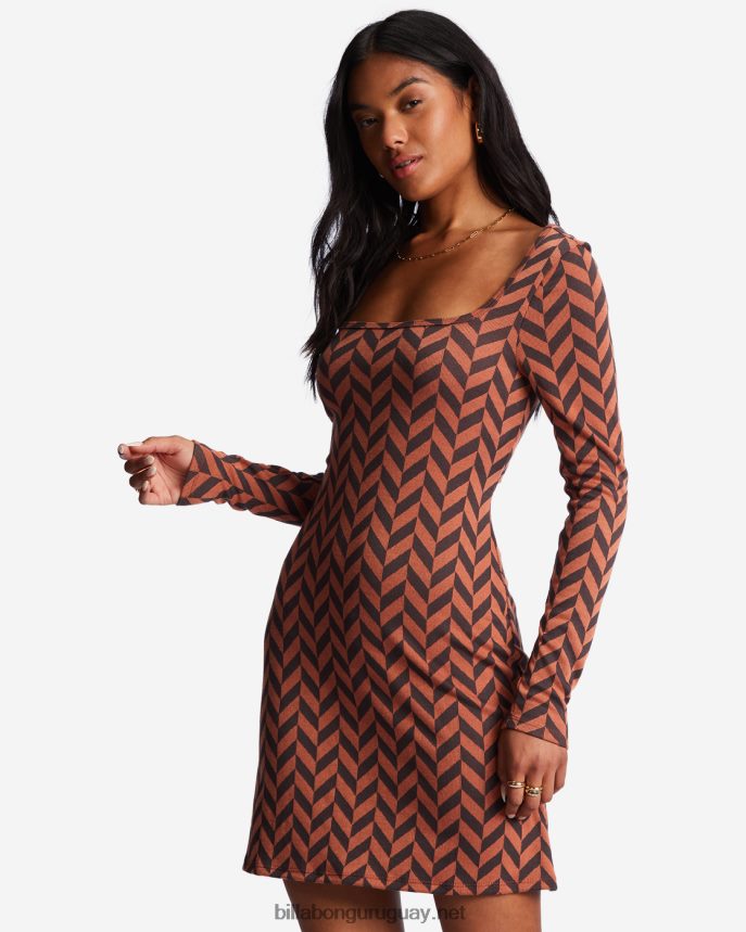 sigue siendo tu niña vestido de jersey de manga larga mujer ladrillo DR68442128 Billabong