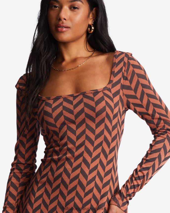 sigue siendo tu niña vestido de jersey de manga larga mujer ladrillo DR68442128 Billabong