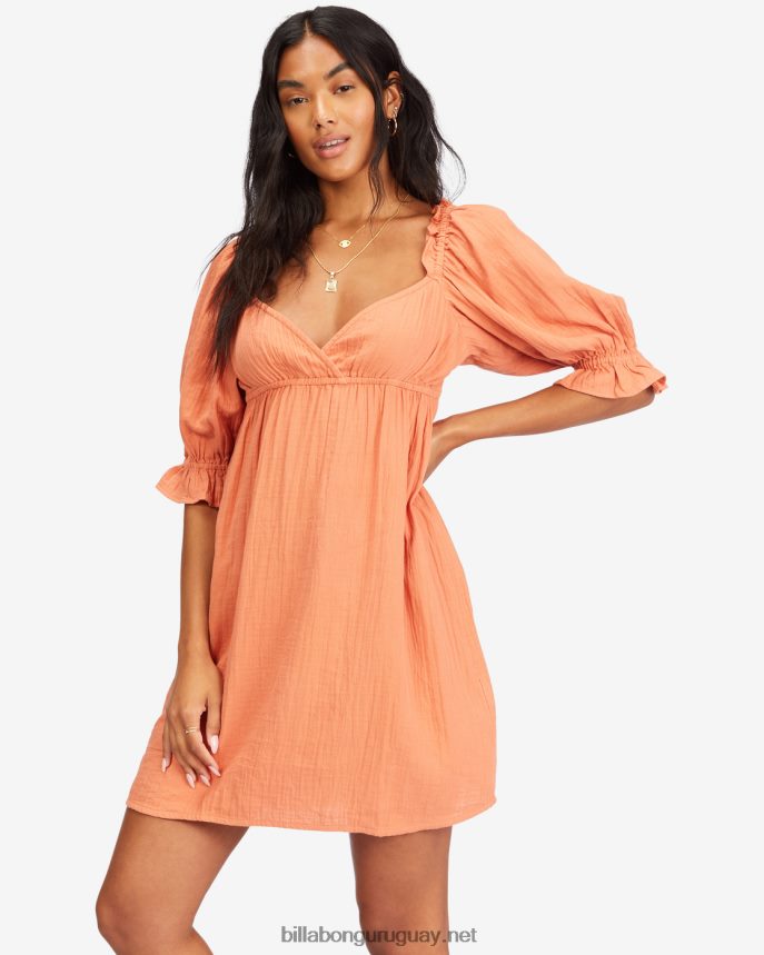 vestido babydoll paraíso perfecto mujer terracota DR68442255 Billabong