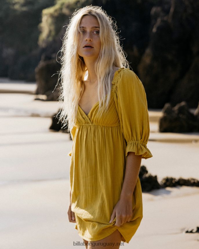 vestido babydoll paraíso perfecto mujer toque dorado DR68442260 Billabong