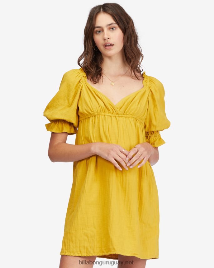 vestido babydoll paraíso perfecto mujer toque dorado DR68442260 Billabong