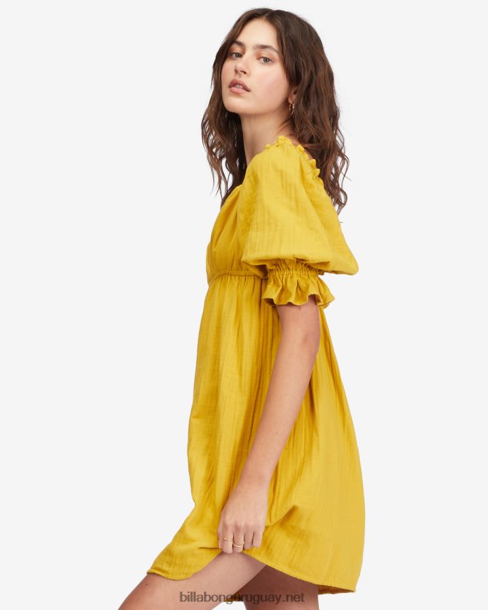 vestido babydoll paraíso perfecto mujer toque dorado DR68442260 Billabong
