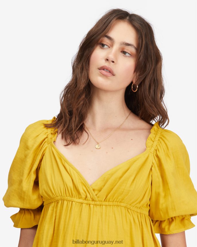 vestido babydoll paraíso perfecto mujer toque dorado DR68442260 Billabong