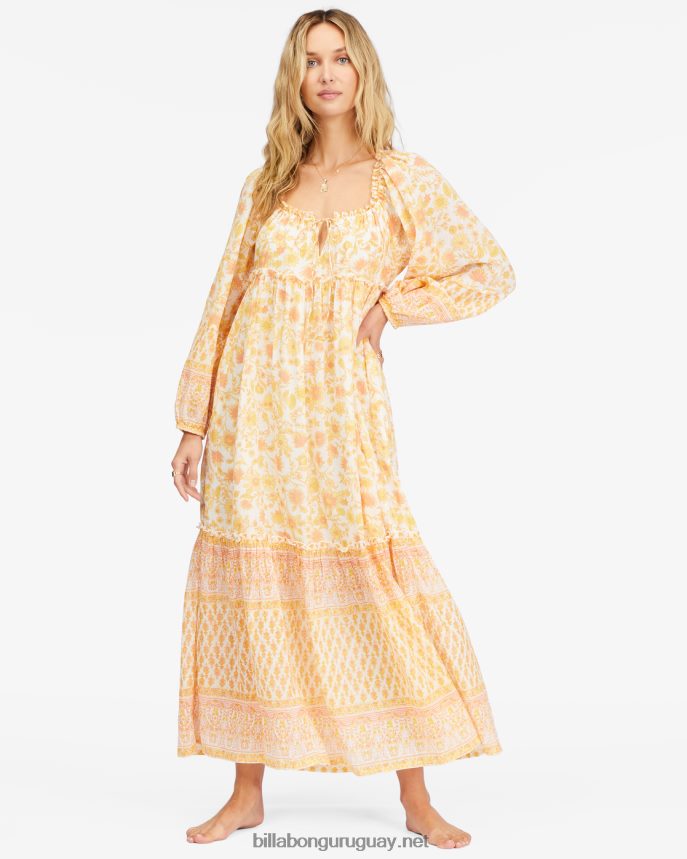vestido largo de manga larga interminable puesta de sol mujer cristal de sal DR68442270 Billabong