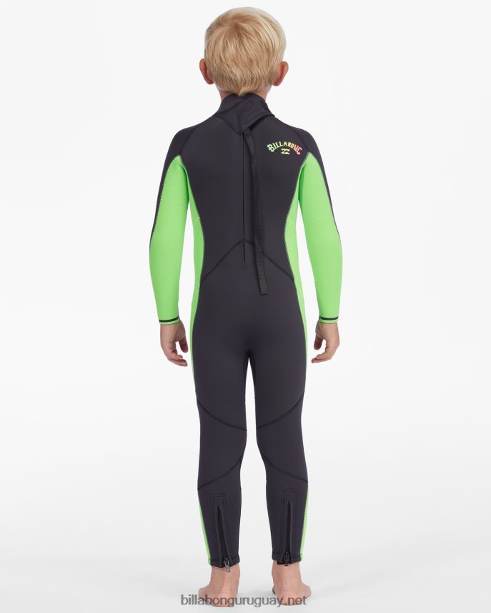 (2-7) traje de neopreno con cremallera trasera absoluta de 3/2 mm Niños verde neón DR6844987 Billabong