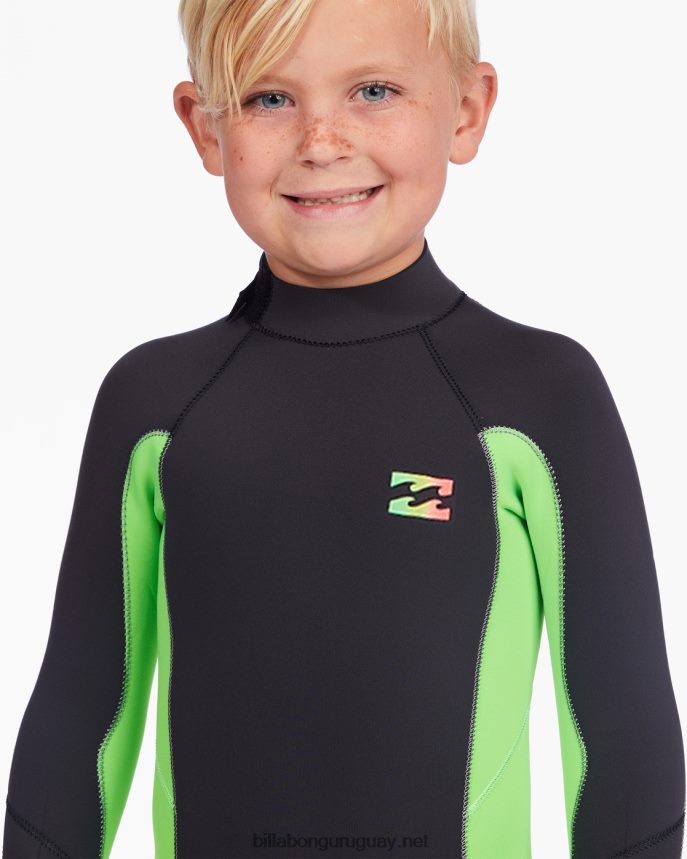 (2-7) traje de neopreno con cremallera trasera absoluta de 3/2 mm Niños verde neón DR6844987 Billabong