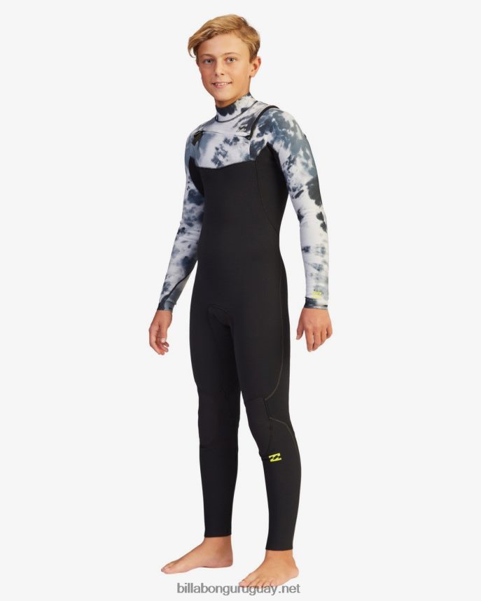 Traje de neopreno completo con cremallera en el pecho de 4/3 hornos Niños teñido anudado profesional DR68441093 Billabong