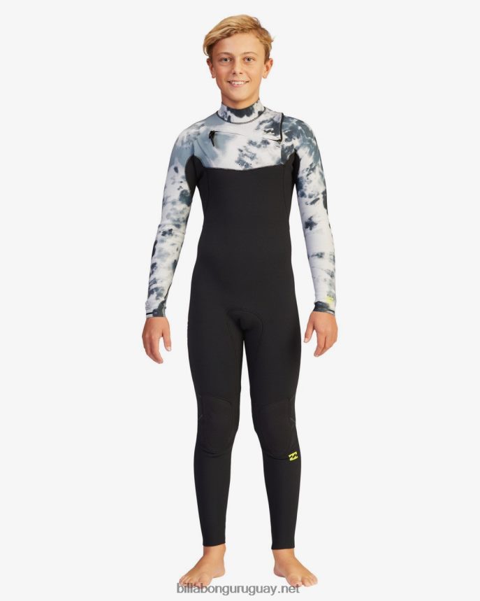 Traje de neopreno completo con cremallera en el pecho de 4/3 hornos Niños teñido anudado profesional DR68441093 Billabong