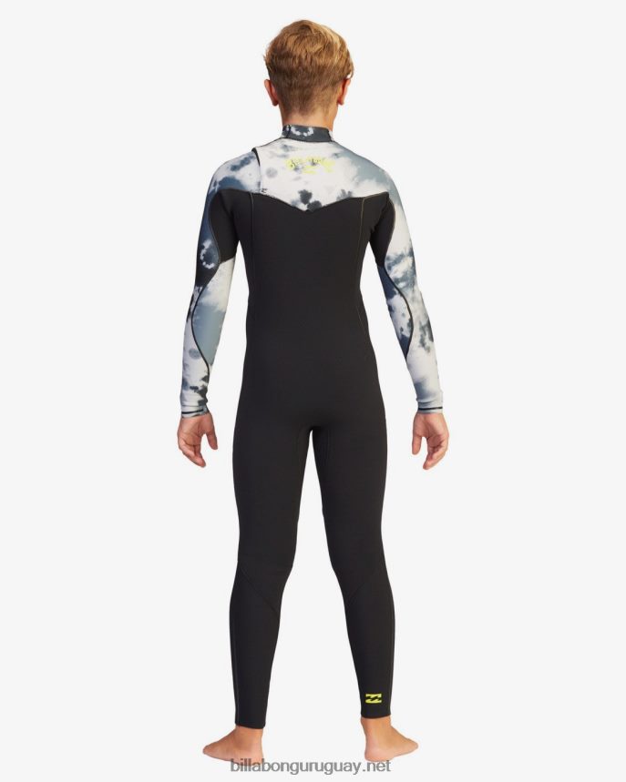 Traje de neopreno completo con cremallera en el pecho de 4/3 hornos Niños teñido anudado profesional DR68441093 Billabong