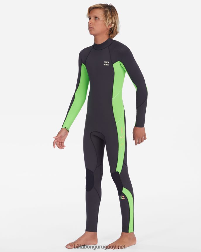 Traje de neopreno completo con cremallera trasera absoluta 3/2 Niños verde neón DR68441124 Billabong
