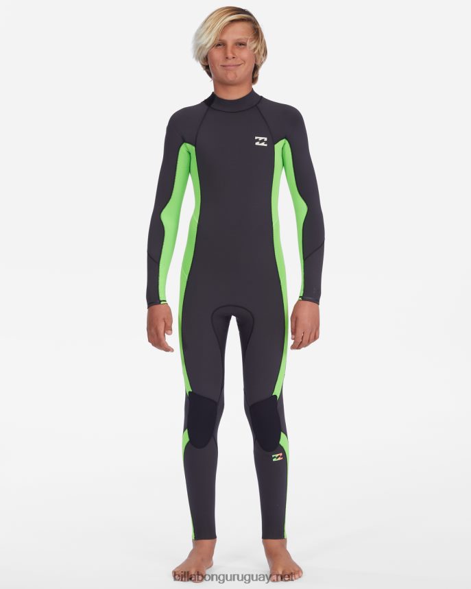Traje de neopreno completo con cremallera trasera absoluta 3/2 Niños verde neón DR68441124 Billabong