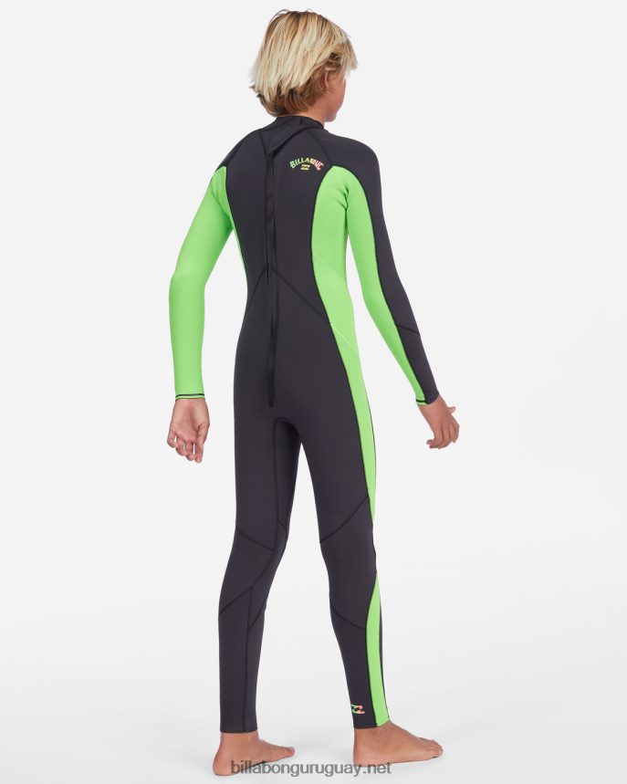 Traje de neopreno completo con cremallera trasera absoluta 3/2 Niños verde neón DR68441124 Billabong