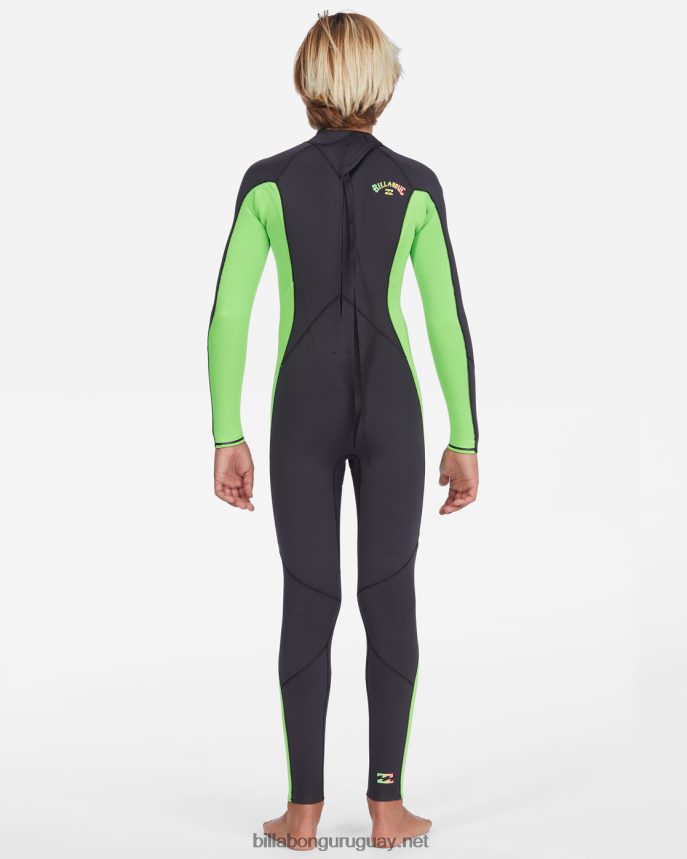 Traje de neopreno completo con cremallera trasera absoluta 3/2 Niños verde neón DR68441124 Billabong