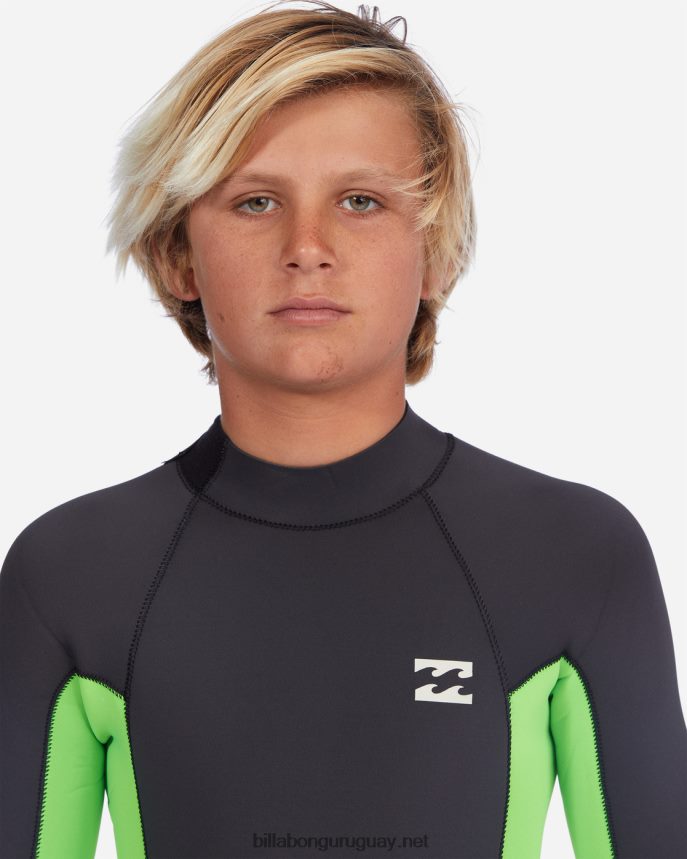 Traje de neopreno completo con cremallera trasera absoluta 3/2 Niños verde neón DR68441124 Billabong