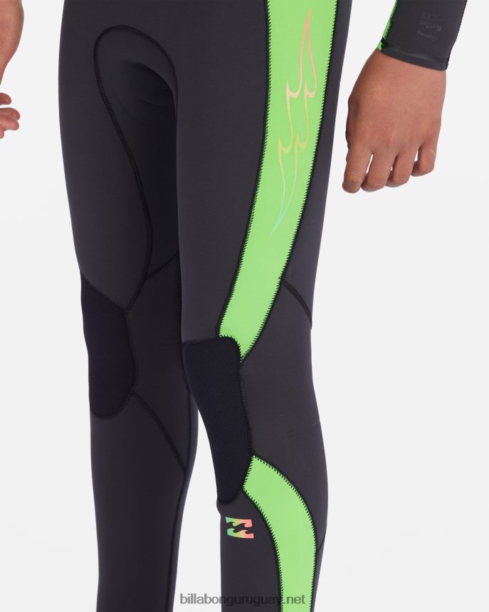 Traje de neopreno completo con cremallera trasera absoluta 3/2 Niños verde neón DR68441124 Billabong