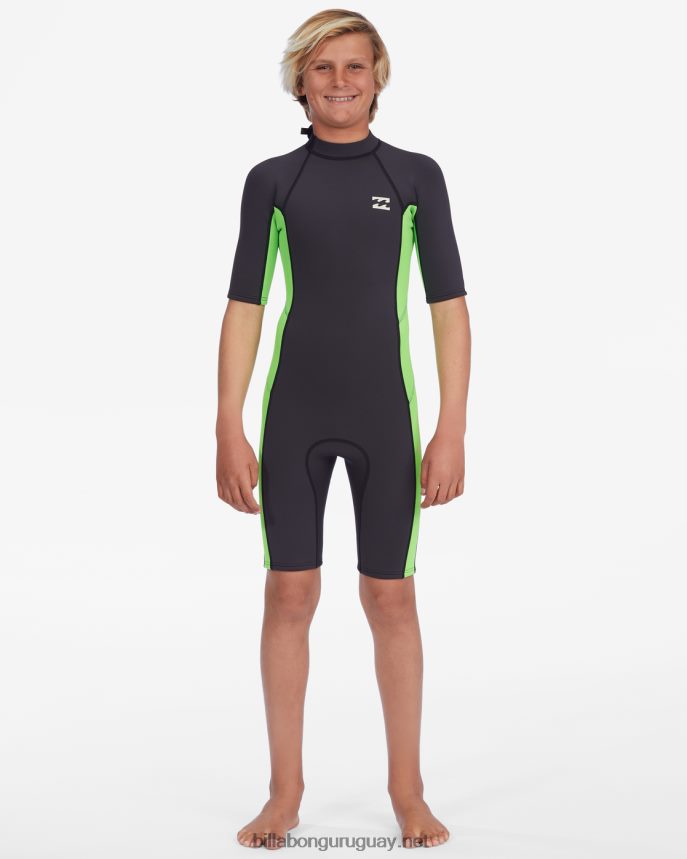 Traje de primavera con cremallera trasera absoluta de manga corta de 2/2 mm Niños verde neón DR6844906 Billabong