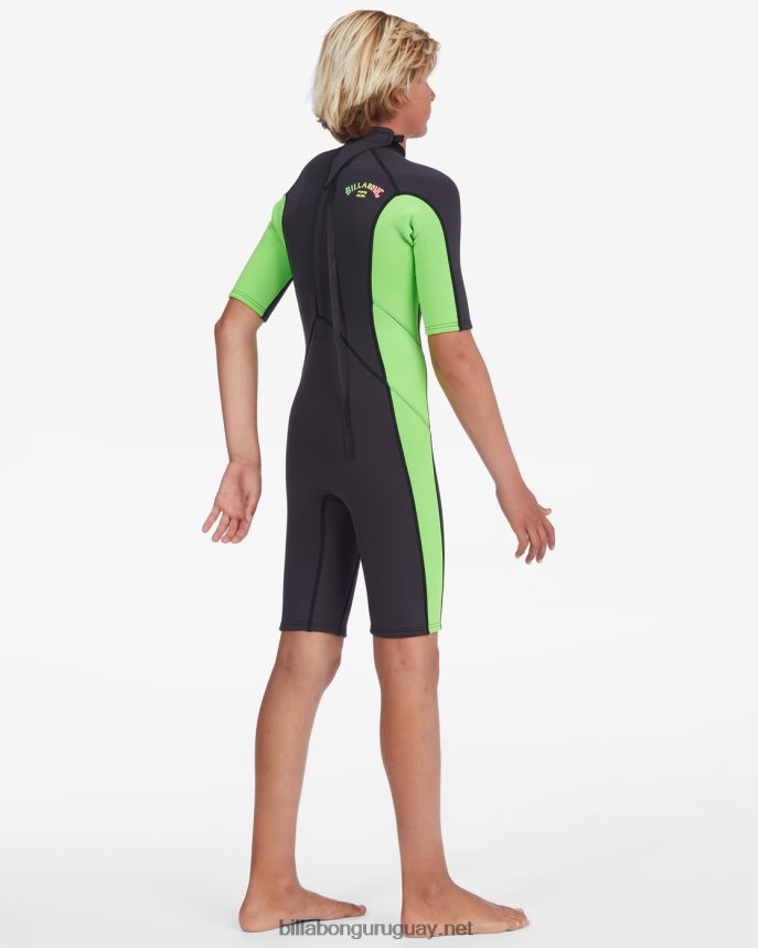Traje de primavera con cremallera trasera absoluta de manga corta de 2/2 mm Niños verde neón DR6844906 Billabong