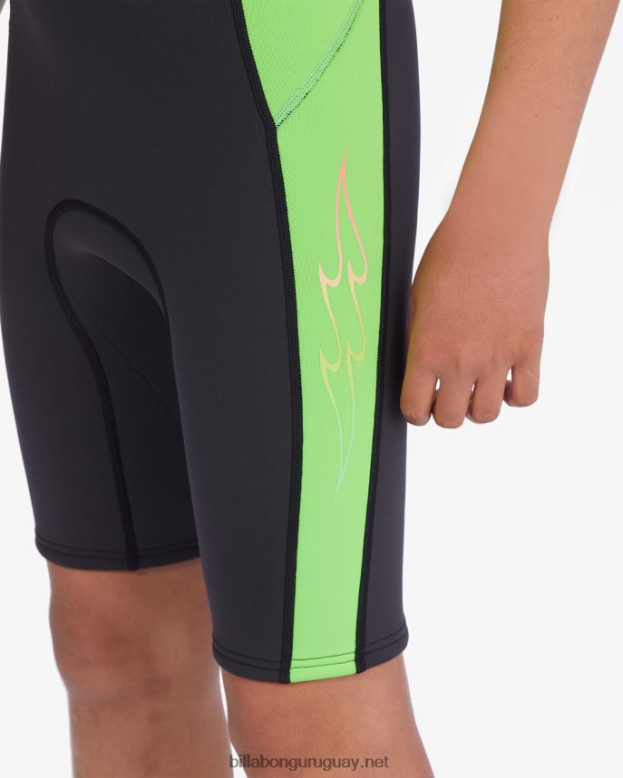 Traje de primavera con cremallera trasera absoluta de manga corta de 2/2 mm Niños verde neón DR6844906 Billabong